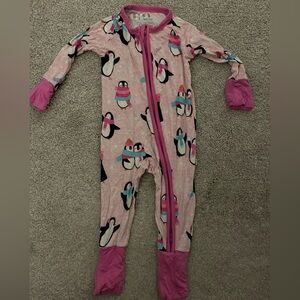 Little Sleepies WINTER/HOLIDAY Pink Penguin Kids Footie Pajamas